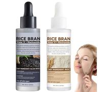 2Packs Black and White Rice Exfoliant, Rice Ampoule Exfoliating Peeling Solution, Moisturizing Pore Minimizing For Face