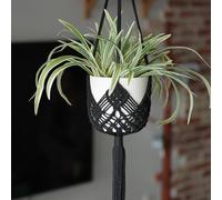 2Packs Black Macrame Plant Hangers Indoor Macrame Crochet Boho Plant Hanger Holder Hanging Planter for Indoor Outdoor with 2 S Shaped Stainless Steel Hooks,Hanging Plant Holders Home Decoration