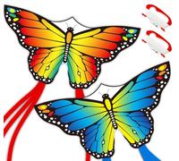 2Packs Butterfly Kites for Kids & Adults,Easy to Fly Kite,Best Kites for Beginners,Kite for Kids Age 4-8 (Red&Blue)