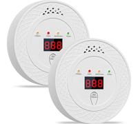 2Packs Carbon Monoxide Detector with LCD Display, CO Alarm Detectors,Battery Operated, Home and Car CO Alarm