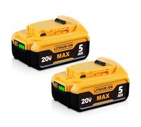 2Packs DCB200 18V 5.0Ah Li-Ion Replacement for 18V Battery Compatible with DCB180 DCB182 DCB183 DCB204 DCB201 18V/20V MAX Tools with LED Indicator