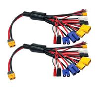 2Packs RC Lipo Battery Charger Adapter Connector Splitter Wire 10 in 1 Octopus Convert Cable to XT60H Plug Lead Cable for TRX, T-Plug, Tamiya,Futaba, JST, XT90,XT60,XT30,EC3,EC5