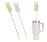 2Packs Silicone Straw Cleaner Brush 6.9 Inch Extra Long Reusable Bendable Straw Brush with Non-Slip Handle Pipe Cleaner for Water Bottles Glass & Metal Straws（Blue and Green)
