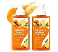 2Packs Vitamin C Turmeric Body Scrub Body Wash, Gentle Shower Gel for Sensitive Skin, Moisturizing Deep Cleansing Skin Soap for Smooth Skin Texture - Natural Bath Liquid Soap