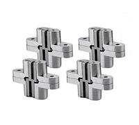 2pair (4pcs) of 1-3/4'' Hidden Hinges Stainless Steel Invisible Door Hinges Concealed Barrel Wooden Box Silver