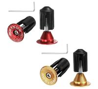2Pair Bike Handlebar End Plugs Aluminum Bar End Caps 16-21mm Adjustment Expanding Locking with Tool for MTB Road BMX Fixed Gear Bike, Red Gold
