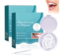 2pair False Teeth,Clip in Veneers Teeth,Snap on Veneers Teeth,Clip on Veneers Top and Bottom,Adjustable Snap Button Veneers Teeth,for Men and Women with Bad Teeth,with Tweezers