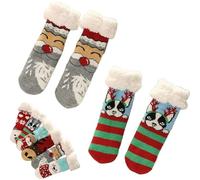 2Pair Protectivei Symmetry Cute Animal Ultra-Thick Slipper Home Socks, Cute Animal Ultra-Thick Socks For Women, Fluffy Slipper Socks for Women, Non Slip Knitted Thick Lined Cosy Winter Floor Sock (B)