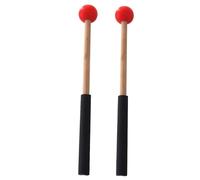 2pair Rubber Head Mallet Music Playing Pouning Drum Mallets Sticks Wooden Professional Tongue Xylophone For Adults(Red)