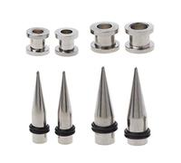 2Pairs 7mm And 9mm 316L Steel Ear Plug 1g 7mm And 9mm 316L Novelty Tunnels Studs & Tapers 2 Pairs Set For Friend Body Piercing Jewelry Belly Button Navel Piercings Punk Rock Necklace Women Girls