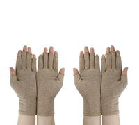 2Pairs Arthritis Compression Gloves for Men & Women | Wrist Support Open Finger Gloves | Breathable Moisture Wicking Fabric, Hand Therapy Carpal Tunnel Gloves, Relieve Arthritis Pain | Brown (M)