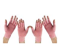 2Pairs Arthritis Compression Gloves for Men & Women | Wrist Support Open Finger Gloves | Hand Therapy Carpal Tunnel Gloves, Breathable Moisture Wicking Fabric, Relieve Arthritis Pain | Pink (M)