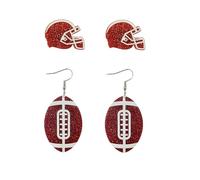 2Pairs Colorful Football Earrings Set for Men Women Qute Game Day Touchdown Dangle Earrings Sports Fans Sports Lover Jewelry Gifts, Acrylic, No Gemstone