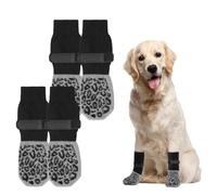 2pairs Dog Socks, Cute Dog Paw Protectors Anti Slip Socks Warm Pet Shoes Booties with Adjustable Strap for Puppy Indoor Outdoor(M,16x6x4.5cm)