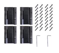 2Pairs Double Action Spring Door Hinge, 3mm Thick 304 Stainless Steel Self-Closing Spring Door Hinge, Cafe Saloon Bar Swing Gate Hinge (Black, 100mm (4 inch))