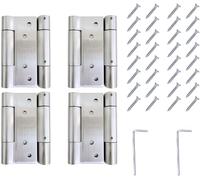 2Pairs Double Action Spring Door Hinge, 3mm Thick 304 Stainless Steel Self-Closing Spring Door Hinge, Cafe Saloon Bar Swing Gate Hinge (Silver, 100mm (4 inch))