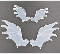 2Pairs Evil Wings Molds Left & Right Bat Wings Epoxy Resin Casting Silicone Mold, 1Pair Large 4.5 x 2.2" & 1Pair Small 2.6 x 1.2"