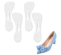 2Pairs Gel Shoe Inserts for Women, Self-adhesive Gel High Heel Inserts Women, Non-slip Shock-absorbing 3/4 Transparent Gels Shoes Pads, Washable Arch Support Shoe Pads for High Heel, Sandals, Flat Fee