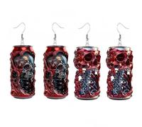 2Pairs Halloween Earrings Set for Women Blood Skeleton Earrings Spooky Doll Earrings Skull Heart Earrings Acrylic Halloween Jewelry Accessories, Zinc, No Gemstone