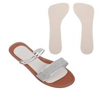 2Pairs High Heel Cushion Inserts for Women, Pigskin Non-Slip Cushion Inserts High Heel Shoe for Adhesive Arch Support, Shock & Sweat Absorption, Pain Relief, Fits Size 5.5-6 (Beige)