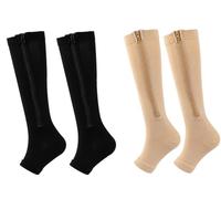 2Pairs Medical Compression Socks for Women Men, 15-20mmHg Knee High Flight Socks Compression Stockings, Zipper Compression Socks for Swollen Varicose Veins Running Nurses Pregnancy Travel (Mixed, XXL)