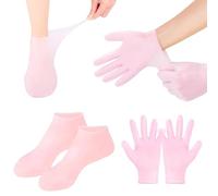 2pairs Moisturizing Glove Socks Set Silicone Socks Foot Moisturiser Socks Moisturising Gloves Spa Pedicure Silicone Socks Set A-nti Slip Soft Spa Gel Sock for Dry Cracked Feet Hand Softening Foot Care
