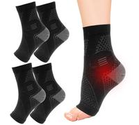 2Pairs Plantar Fasciitis Socks, Professional Ankle Compression Socks Functional Socks for Neuropathy,Neuro Socks for Men Women (Black L)