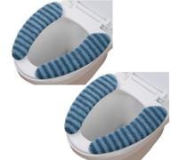 2Pairs Plush Warm Thick Padded Toilet Seat Cover Mat Non Slip Soft Toilet Seat Cushion Washable Bathroom Warmer