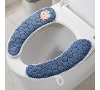 2Pairs Plush Warm Thick Padded Toilet Seat Cover Mat Non Slip Soft Toilet Seat Cushion Washable Bathroom Warmer with Self-Adhesive Tape