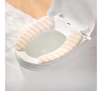 2Pairs Plush Warm Thick Padded Toilet Seat Cover Mat Non Slip Soft Toilet Seat Cushion Washable Bathroom Warmer
