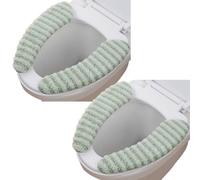 2Pairs Plush Warm Thick Padded Toilet Seat Cover Mat Non Slip Soft Toilet Seat Cushion Washable Bathroom Warmer with Self-Adhesive Tape