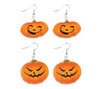 2pairs Pumpkin Drop Earrings Metal Resin Halloween Jewelry