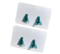 2Pairs Realistic Fly Earrings, Simulation Mini Personalized Black Fly Earring, Unique Simulation Design Fly Earrings (2Pairs Green)