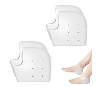 2pairs Silicone Heel Protectors, Silicone Heel Protectors for Doc Martens, Heel Protectors for Boots, Gel Heel Protectors, Soft Gel Blister Prevention, for Heel Pain and Cracked Heels (White)