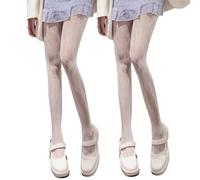 2pairs White Lace Tights for Women,Sexy Ladies Women Tights,Vin-tage Flower Floral Lace Tight,Women's Patterned Tights,Hollow-out Floral Patterned Pantyhose,Fish-net Kawaii-Tights Stocking,Fish Tights