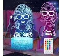 2Pattern Combinations TS Night Light 16 Color Changes 3D LED Illusion Touch Table lamp With Remote control+Timing TS singer Fans Gifts Boys and Girls Bedroom Decor Birthdays Christmas or Holiday Gifts