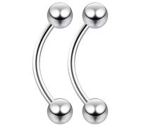 2pc 0.8mm 20g Surgical Steel Banana J-Curve Barbell 3mm Ball Eyebrow Navel Bar Banana Bar Lip Tragus Ring Piercing Jewellery - 8mm
