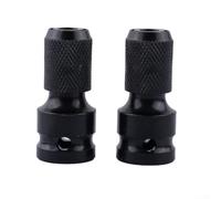 2pc 1/2in to 1/4in Hex Socket Adapter Steel Drill Chuck | Converts 1/2in drive to 1/4in hex, for quick release design, fits air wrenches and drills, steel build