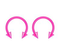 2pc 1.2mm 16g Dental-Grade Clear Acrylic Pink Horseshoe Bar Hoop 3mm Spike Circular Barbells Earrings Cartilage Helix Septum Nose Lip Rings - 8mm