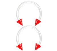 2pc 1.2mm 16g Flexible Bioflex Circular Barbell Horseshoe Bar Septum Ring Bioplast Piercing 10mm Spike Red