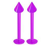 2pc 1.2mm 16g Labret Bar Studs Lip Ring Monroe Tragus Snake Spider Bites Forward Helix Cartilage Dahlia Conch Purple 3mm Cone Piercing - 10mm