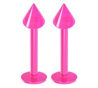2pc 1.2mm 16g Labret Bar Studs Lip Ring Monroe Tragus Snake Spider Bites Forward Helix Cartilage Dahlia Conch Pink 3mm Cone Piercing - 8mm