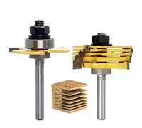 2PC 1/4" 6mm Shank 6 Piece Slot Cutter 3 Wing Router Bit Set Woodworking Chisel Cutter Tool Tenon Cutter for Woodworking Tool,6.35mm Shank