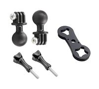 2PC 1" Ball Mount Adapter for Insta360 One X3 X2 X R RS GO 2, GoPro Hero, Compatible with RAM Ball Head Mounts B Size Double Socket Arm