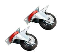 2pc 125mm Heavy Duty Swivel Castor Wheels With Brakes 140kg Max Load Trolley Wheels 360 Degree Swivel Casters Multi Surface Solid Rubber Furniture Castors Indoor And Outdoor