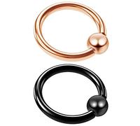 2pc 14 Gauge Captive Bead Ring Rose Gold Black Anodized Hypoallergenic Septum Bar Earring 10mm