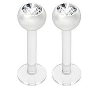 2pc 16g 1.2mm Bioplast Labret Bar Monroe Lip Ring 3mm Gem Bioflex Tragus Earring Stud Piercing Jewellery 8mm