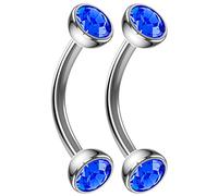 2pc 16g 1.2mm Curved J-Curve Barbell Sapphire CZ Cartilage Bar Tragus Eyebrow Surgical Steel Helix Conch Earring 8mm