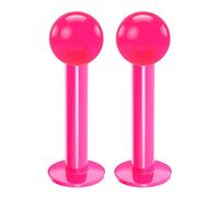 2pc 16mm Labret Bar Studs Lip Ring Monroe Tragus Snake Spider Bites Forward Helix Cartilage Dahlia Conch Pink 4mm Ball Piercing - 8mm