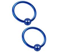2pc 18 Gauge Captive Bead Ring Blue Surgical Stainless Steel Hypoallergenic Septum Bar Earrings 8mm